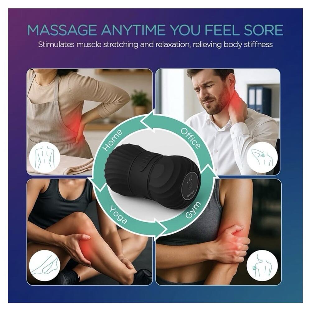 VOYOR-HEALTH MB300 Vibrating Peanut Massage Ball Roller USB Rechargeable Black - Picture 4 of 8